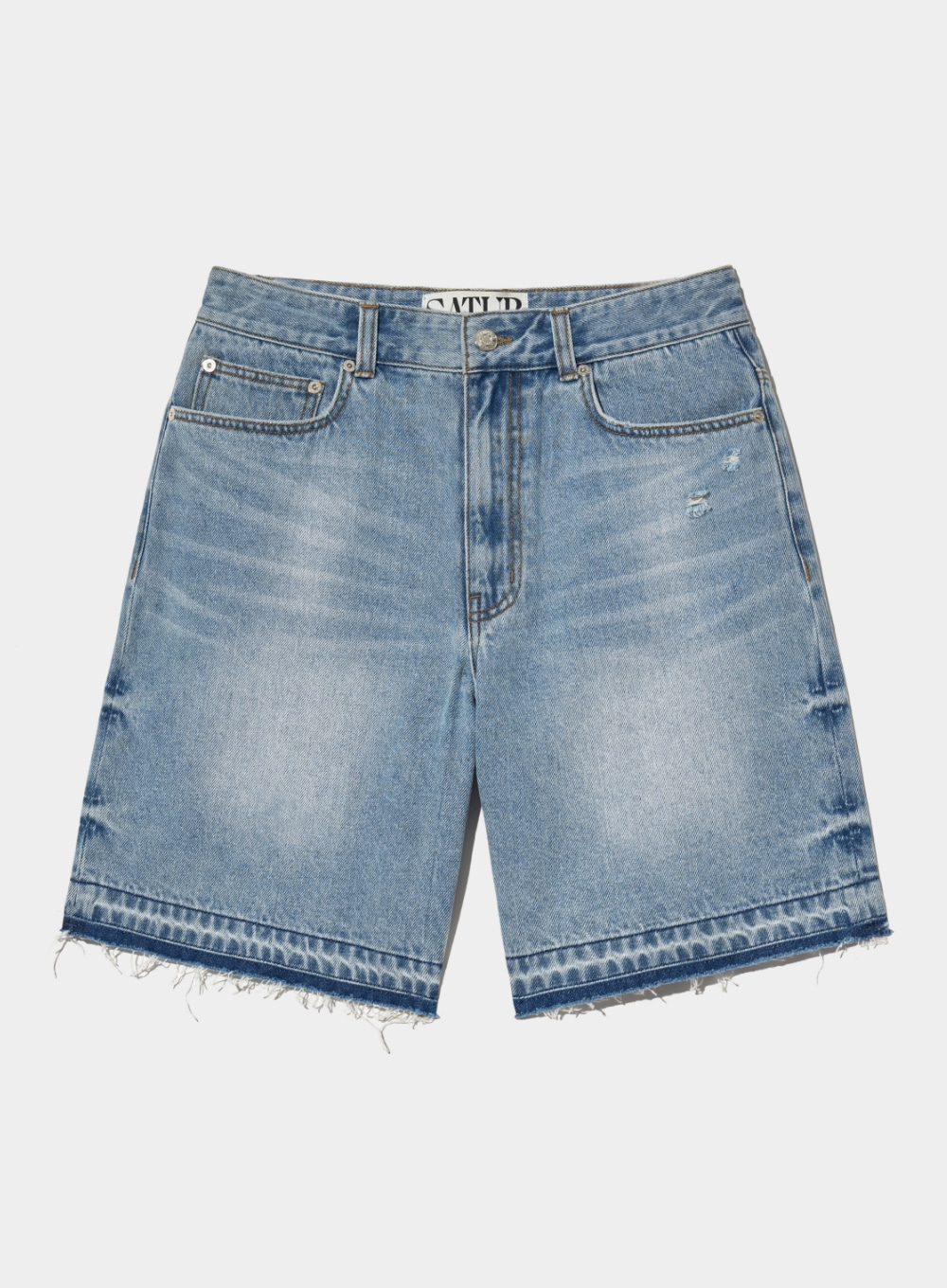 Micro Destroyed Denim Shorts - Light blue