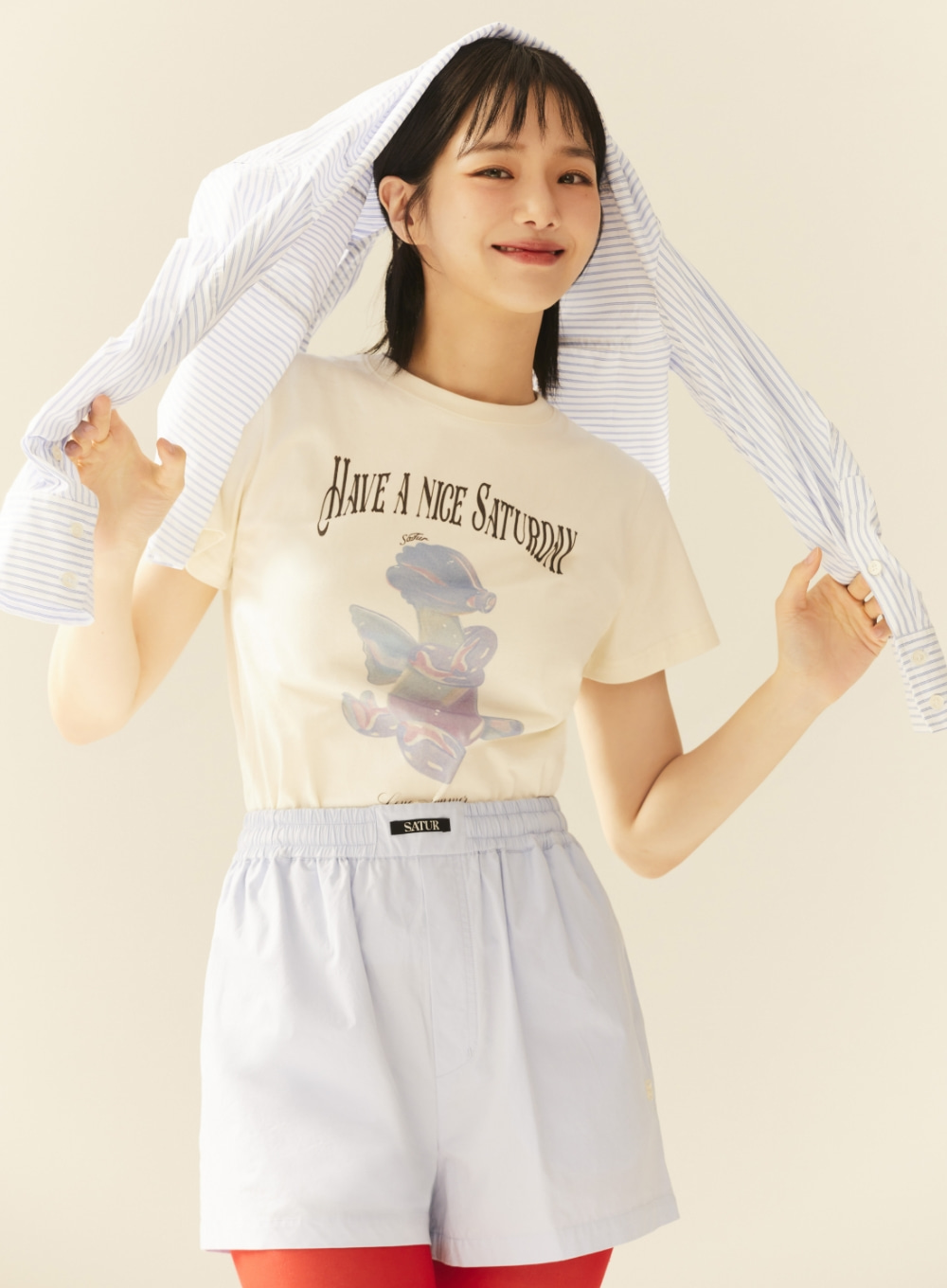 [5월 14일 예약배송] (W) Blue Dragon Balloon Graphic T-Shirt - Retro Ivory